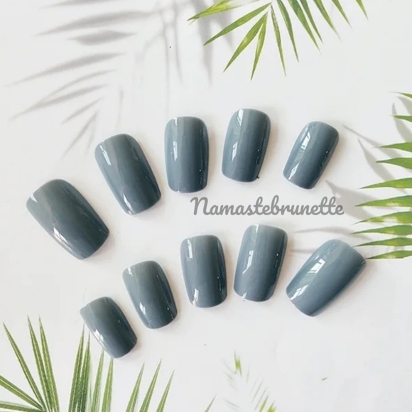 2/$16 Haze Blue Gray Press On Nails - Picture 5 of 7